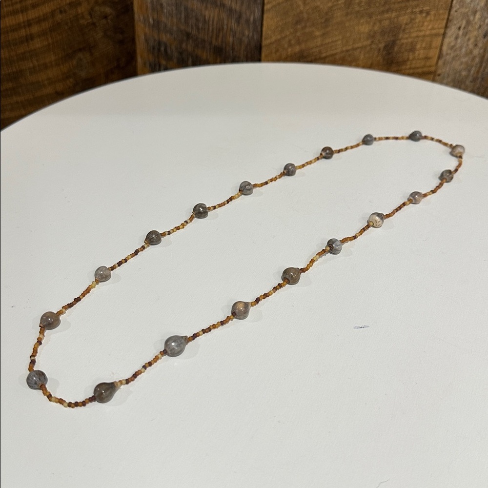 Native American Jobs Tear Corn Bead Beaded Necklace earth tones 26”
